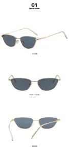 Vistas detalladas desde múltiples ángulos de gafas de sol vintage de metal ojo de gato
