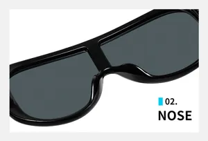 Close-up detail of the comfortable nose bridge on black oversized sunglasses