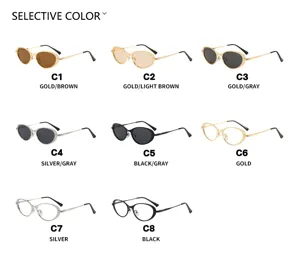 Variété de lunettes de soleil ovales minimalistes en métal en plusieurs coloris
