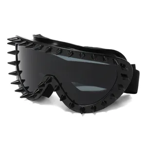 Punk-style black spiked goggles for outdoor sports cycling and skiing protection design