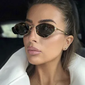Fashion Polygon Small Frame Sunglasses Women Retro Metal Frame Sunglasses UV400 Protection Catwalk High End Eyewear