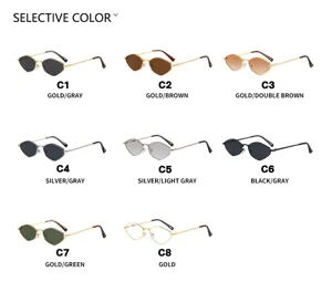 Selective color chart showing eight options for polygon small frame metal sunglasses