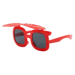 Rote aufklappbare quadratische Sonnenbrille für Kinder mit festlichem Design