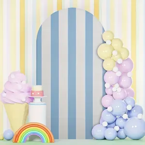Sfondo ad arco a strisce blu e bianche per decorazioni fotografiche di feste e matrimoni