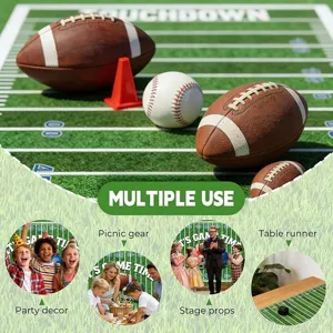 American football field backdrop banner for sports themed party decor and picnic runner