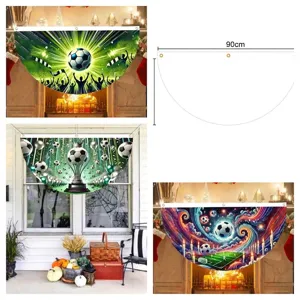 Bandiera a ventaglio a tema calcio per decorazioni di finestre e feste sportive, 90 cm