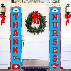 Thank You Nurses Veranda Banner Rot Blau Kontrast Tag Der Krankenschwester Outdoor Tuer Schild Haengendes Zwiegespräch Flaggen Set Für Haus Party Dekoration