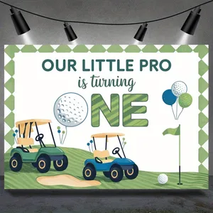 Golf Thema Erster Geburtstag Fotografie Hintergrund Our Little Pro Is Turning One Party Dekoration Polyester Wand Banner