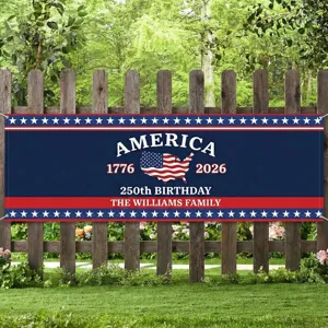 US 250th Anniversary commemorative banner for outdoor party garden fence decoration