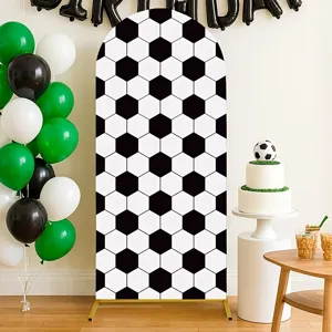 Copertura per sfondo ad arco a tema calcio con motivo esagonale bianco e nero per feste