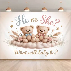Hübscher Fotohintergrund für Babypartys mit süßen Teddybären und stimmungsvoller Deko.