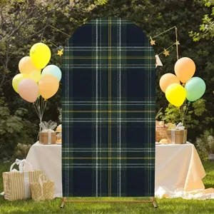 Green Scottish plaid arch backdrop cover for party wedding birthday decoration