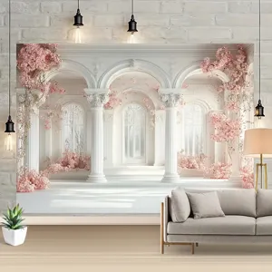 European Palace Style Photography Background Cloth Vintage Carved Column Floral Wall Backdrop For Wedding Portrait Photo Studio Prop