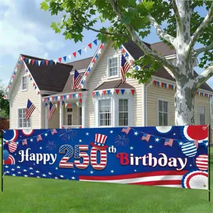 USA 250. Jahrestag Gartenzaun Banner Unabhängigkeitstag 1776-2026 Patriotische Party Dekoration Outdoor Hängeflagge