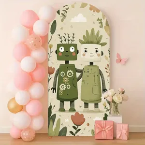 Cartoon Forest Robot Arch Backdrop Cover For Kids Birthday Party Decoration Polyester Photography Background Fabric For Chiara Arch Wall