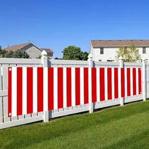 Red and white striped decorative banner for outdoor garden fence and party decoration