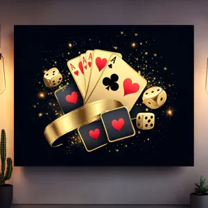 Fotografie-Hintergrund Poker Night mit schwarz-goldenen Karten und Würfeln Deko
