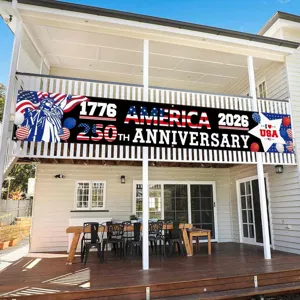 Patriotic America 250th Anniversary banner with Statue of Liberty for Independence Day