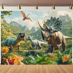 Dinosaurier Wald Thema Fotografie Hintergrund mit T-Rex Druck für Kindergeburtstage