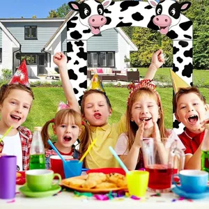 Cartoon farm cow print themed arch decoration for kids party porch hanging cloth.