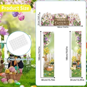 Easter porch banner set with rabbit and egg theme dimensions and adhesive dots