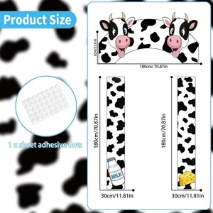 Cartoon cow print party porch banner set dimensions guide for farm theme decor