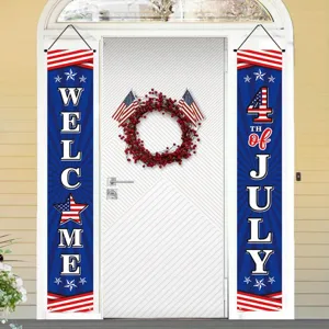 Coppia di striscioni per portico del 4 luglio con stelle e strisce della bandiera USA