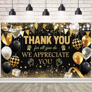 Thank You Theme Photography Backdrop Pink Glitter Balloons Pattern Polyester Background Cloth For Appreciation Party Decoration Event Prop