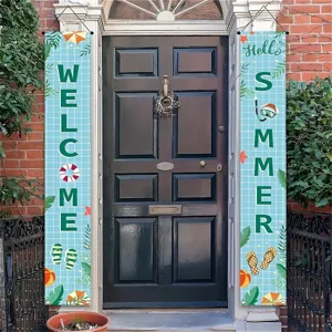 Summer Welcome porch banners for outdoor front door pool party hanging decorations