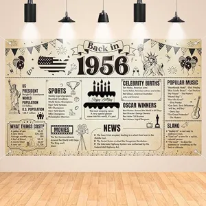 Toile de fond photo anniversaire vintage 1956 thème journal décoration de fête