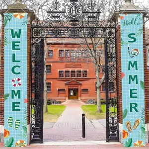 Summer welcome porch banners featuring sea motifs for pool party home decorations