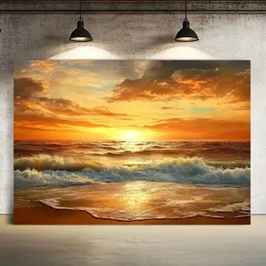 Sunset beach photography backdrop cloth for studio decoration or wall art.