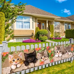 Cute kittens and flowers theme decorative garden banner for outdoor fence decoration