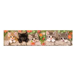Long decorative banner with cute kittens and flowers for yard or pet party decor