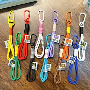 Portachiavi colorati in corda intrecciata con moschettoni per borse, chiavi e accessori