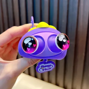 Χαριτωμένο μοβ mangosteen squishy παιχνίδι μπρελόκ με μεγάλα εκφραστικά μάτια