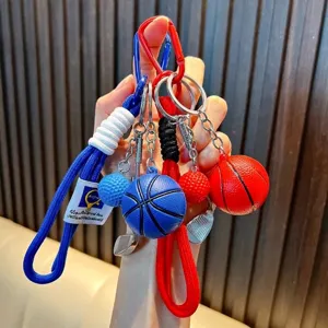 Sports Theme Basketball Golf Club Keychain Braided Rope Lanyard Souvenir Gift For Bag Pendant Sporty Keyring Accessories