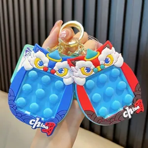 Δημιουργικό Μπρελόκ Squishy Κινέζικου Στυλ Χορός Λιονταριού Παιχνίδι Fidget Pop It Ανακούφισης Στρες Κρεμαστό Τσάντας PVC