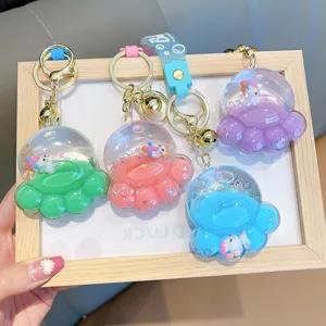 Creative acrylic liquid-filled unicorn paw keychain with floating glitter charms