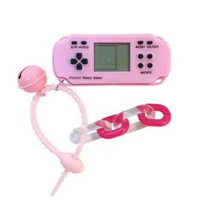Portachiavi mini console giochi retrò rosa con gioco Tetris e un piccolo campanellino