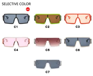 Stylish hollow square one-piece sunglasses variant options for men and women retro shades