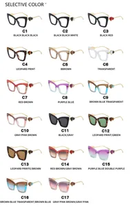 Fashion cat-eye blue light blocking glasses with decorative heart detail in 17 colors