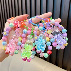 Kleurrijke kralen konijn sleutelhanger armband voor tassen en autosleutels, ideaal cadeau.