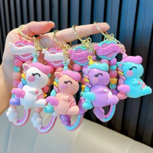 Porte-clés licorne macaron colorés pour sacs et cadeaux d'étudiants