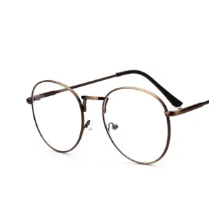 Occhiali retrò con montatura rotonda piccola in metallo bronzo per uomo e donna, design classico