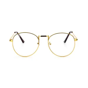 Occhiali classici retrò con montatura rotonda in metallo dorato stile vintage