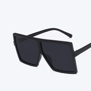 Retro oversized square sunglasses for men and women with durable metal hinges black frames