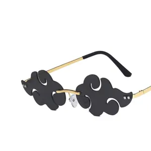 Gafas de sol sin montura en forma de nube con montura dorada moderna y lentes negras