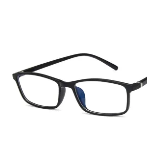 Classic black rectangular anti-blue light glasses for students and office use