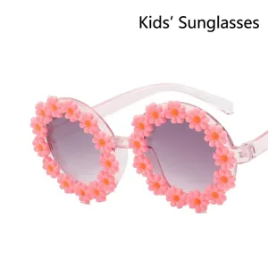 Adorable pink daisy flower sunglasses for little girls cute party and beach eyewear